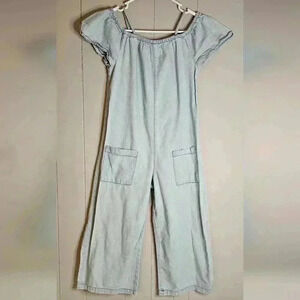 Zara Girls Collection Denim Jumpsuit Romper Pockets Size 11/12